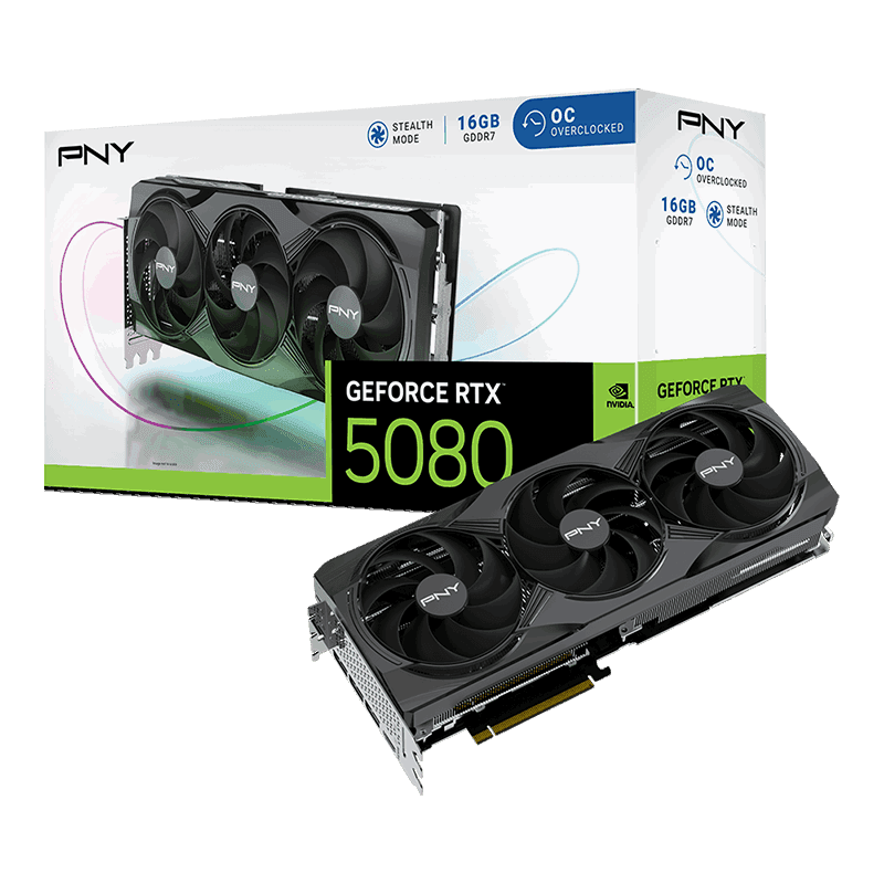 PNY GeForce RTX 5080 16GB OC Triple Fan GDDR7 Graphics Card - VCG508016TFXPB1-O