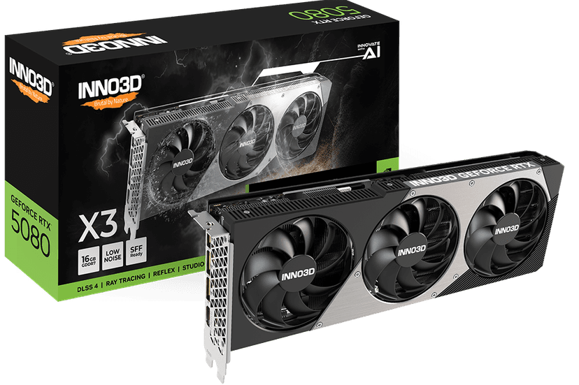 INNO3D GeForce RTX 5080 X3 Triple Fan GDDR7 Graphics Card - N50803-16D7-176068N - RTX%205080 graphics card from Awd-it