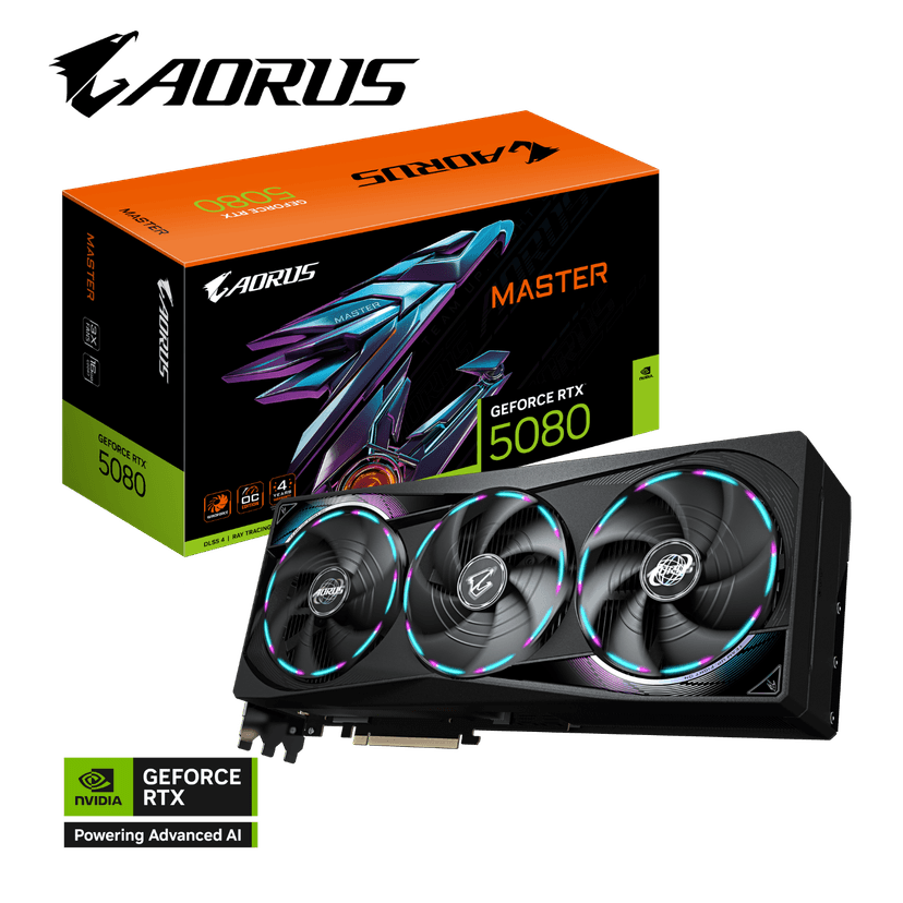 Gigabyte AORUS GeForce RTX 5080 MASTER 16G GDDR7 Graphics Card - GV-N5080AORUS M-16GD - RTX%205080 graphics card from Awd-it