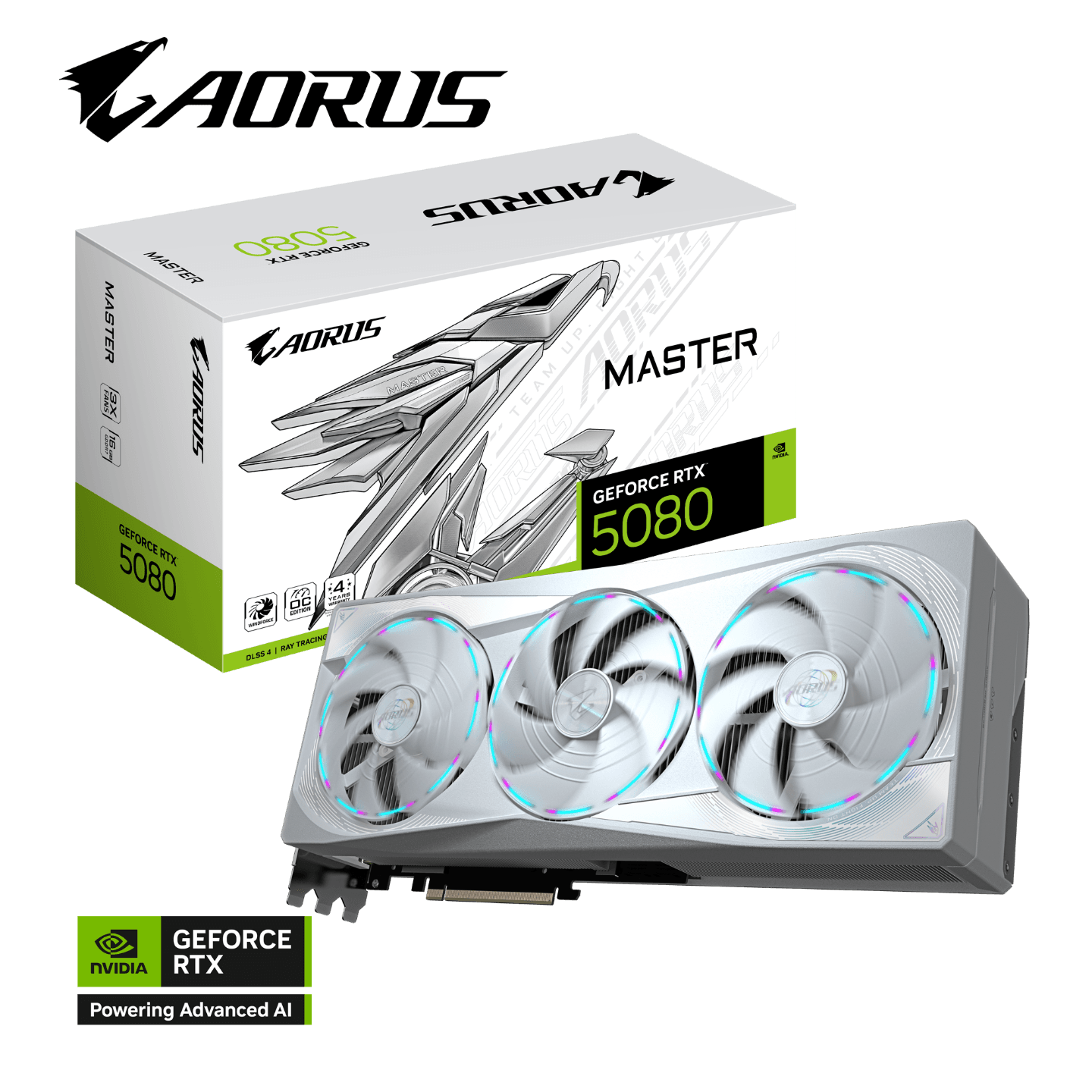 Gigabyte AORUS GeForce RTX 5080 MASTER ICE 16G GDDR7 Graphics Card - White - GV-N5080AORUSM ICE-16GD