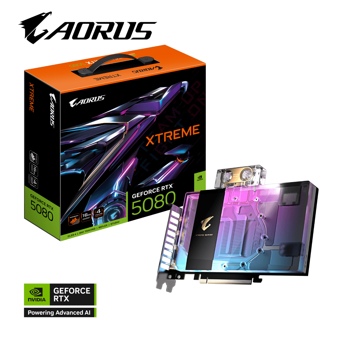Gigabyte AORUS GeForce RTX 5080 XTREME WATERFORCE WB 16G GDDR7 Watercooled Graphics Card - GV-N5080AORUSX WB-16GD