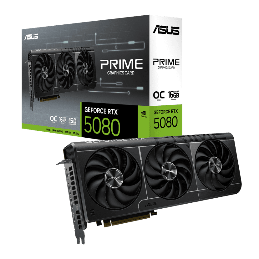 ASUS PRIME NVIDIA GeForce RTX 5080 16GB GDDR7 OC Edition Graphics Card - 90YV0LX0-M0NA00 - RTX%205080 graphics card from Awd-it