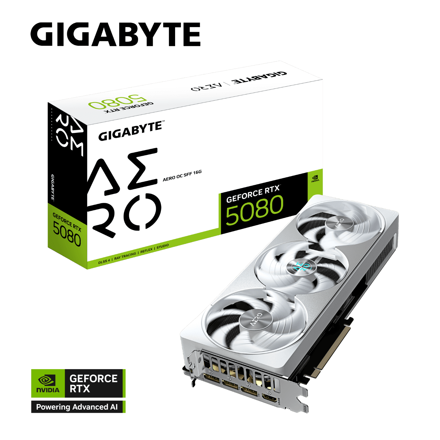Gigabyte GeForce RTX 5080 AERO OC SFF 16G GDDR7 Graphics Card - White - GV-N5080AERO OC-16GD